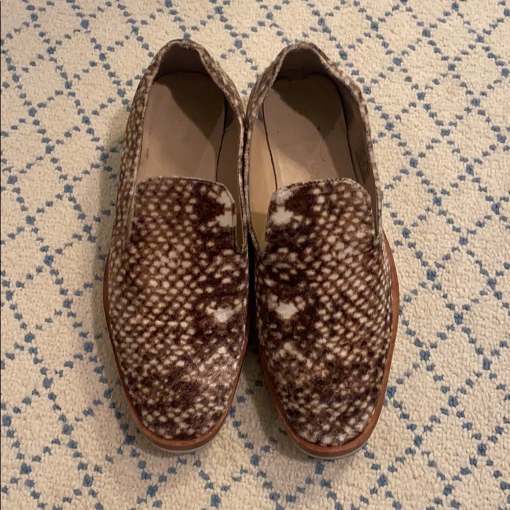 Free People Snakeskin Velvet Loafers